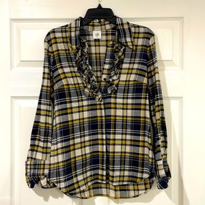 Cabi 4233 Seattle Plaid Ruffle Blouse, size XS